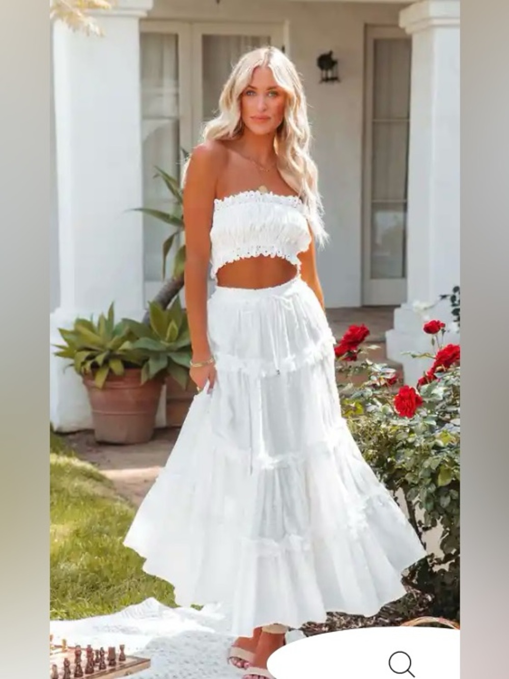 NWOT Vici Off White Tiered Midi Skirt with Drawstring Waist - Picture 4 of 8